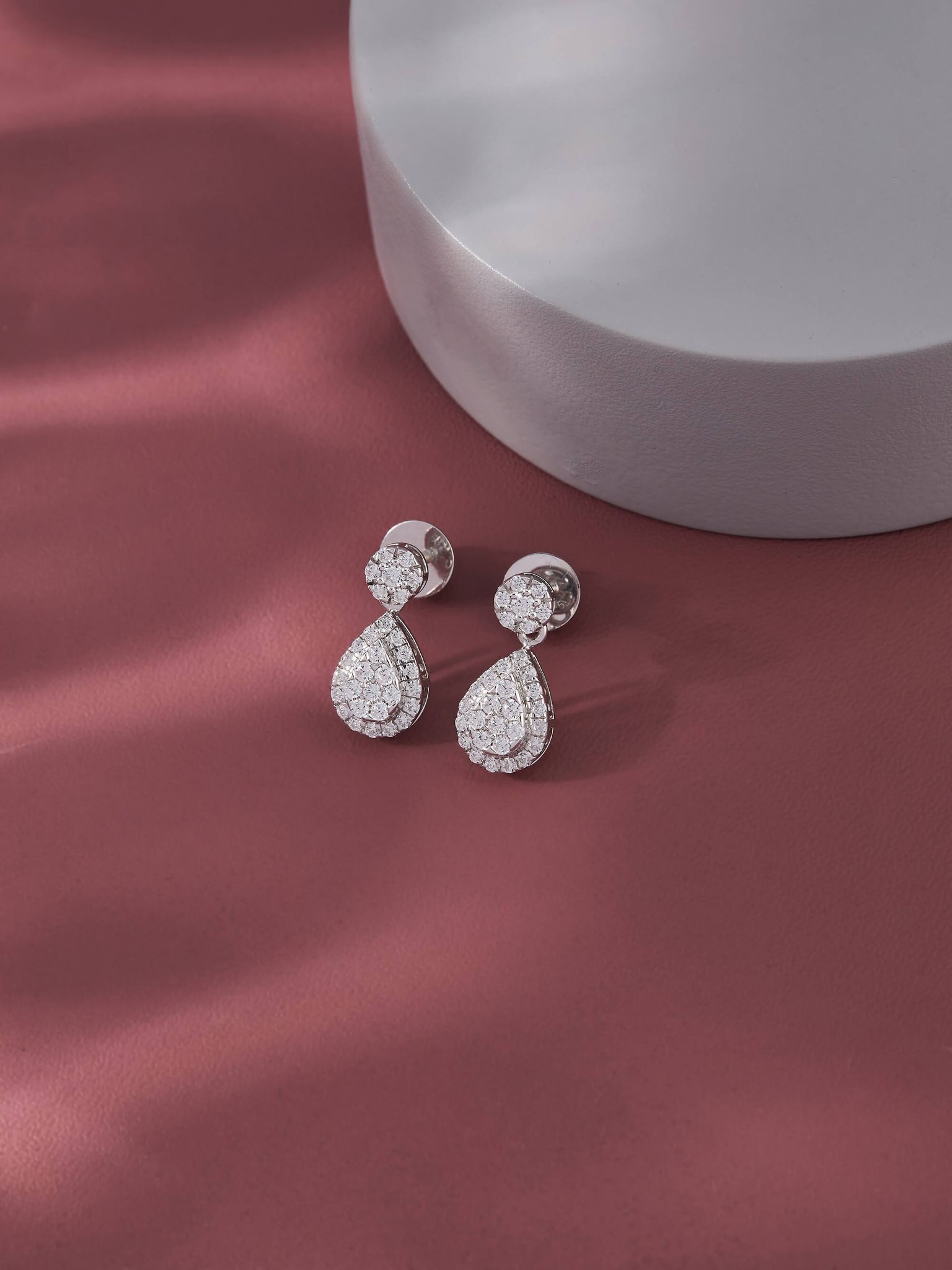 Harlena Silver Drop Earrings | White Gold-White Gold