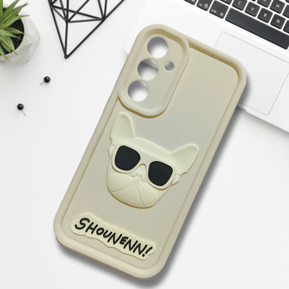 Cream SHOUNENN BULLDOG Silicone case for Samsung A34
