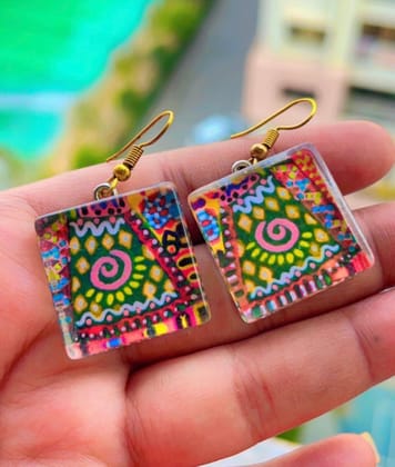 Green-Fields glass Earrings