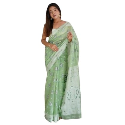 Women's Cotton Printed Saree With Unstitched Blouse 5.5Mtr (Pista)-PID60313 Women's Cotton Printed Saree With Unstitched Blouse 5.5Mtr (Pista)-PID60313