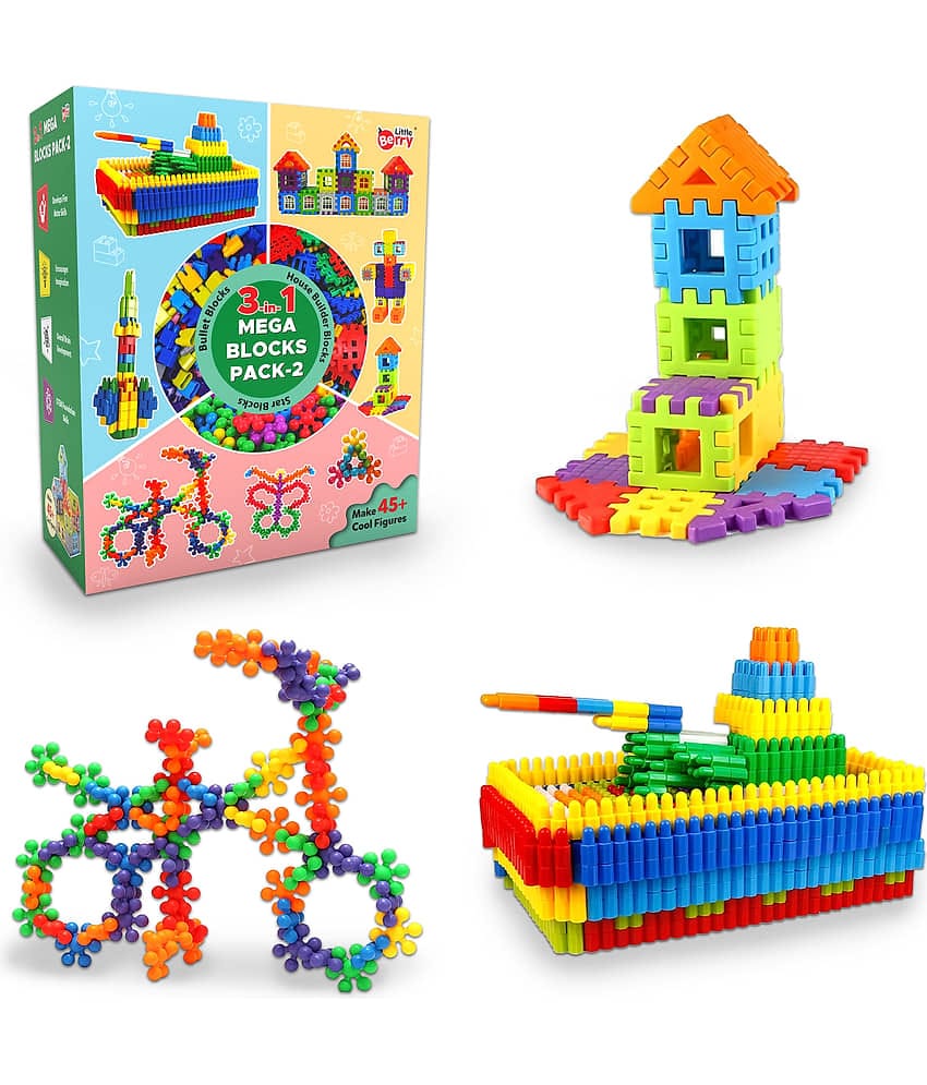Little Berry 3-in-1 Building Blocks (Pack 2) for Kids - Education & Learning Blocks (125+ pcs)