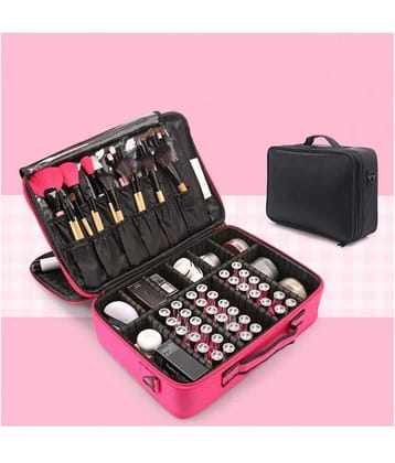 House Of Quirk Pink Adjustable 3 Layer Make Up Bag Pouch Travel Kit Cosmetic Bag Travel Kit Accessories