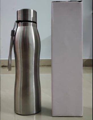 KKK Retailers Stainless Steel Water Bottle 1000 ML 1 Litre Easy Grip Single Wall Leak Proof Silver Freezer Safe Ergonomic Shape Ideal for Office Use Camping and Sports