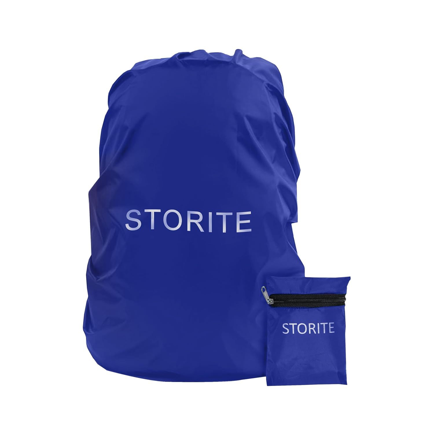 Storite Dust & Rain Cover For Standard Backpack With Pouch, Waterproof Dustproof Rain Cover Bag Elastic Adjustable For School, College,Office, Trekking Bags (30L-35L,Blue)