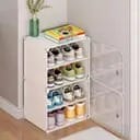 Shoe Rack | Plastic Shoe Rack with Door & Cover | Rack for Home & Entryway | Shoe Organizer (White)