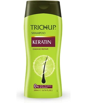 Trichup Keratin Damage Repair Shampoo 200ml | Smoothening Cleanser for Dry, Frizzy & Damaged Hair | Strengthens & Softens