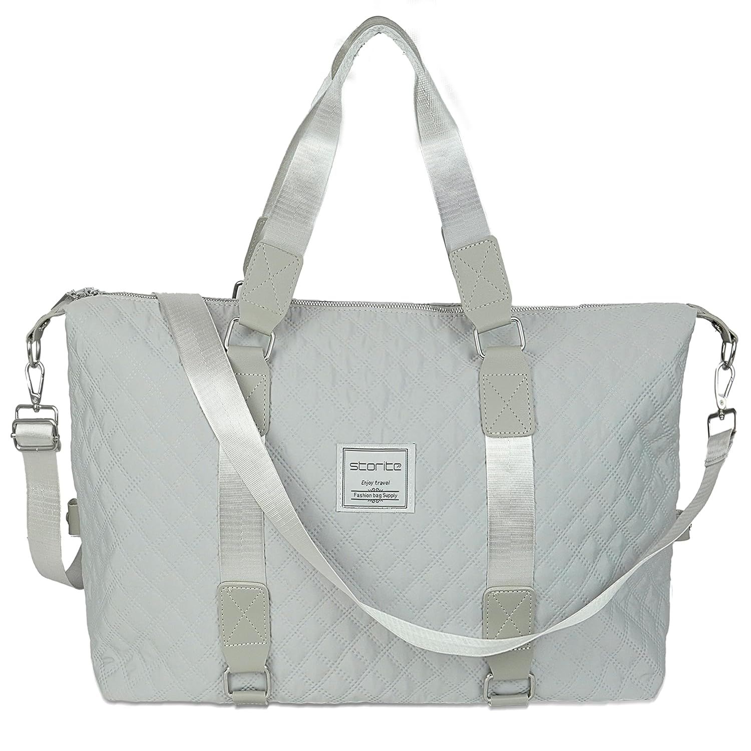 Storite Nylon 47 Cm Multi-Purpose Travel Duffle Bag for Women with Separate Dry and Wet Pocket, Lightweight Waterproof Backpack Carry Luggage Bag (Grey, 47 x 18 x 34 Cm)