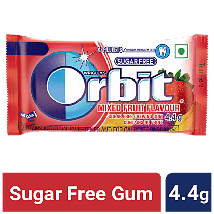 Orbit Sugar Free Chewing Gum - Mixed Fruit Flavour, 4.4 g Pouch