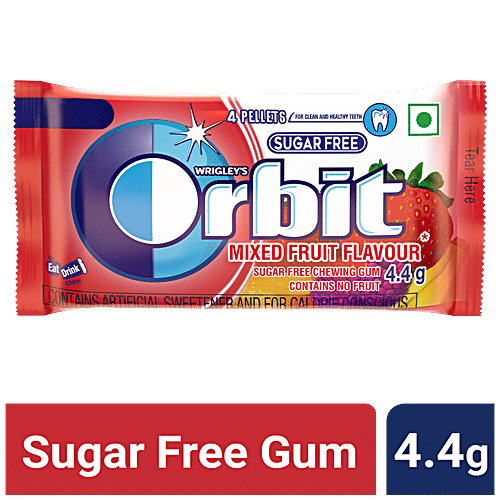 Orbit Sugar Free Chewing Gum - Mixed Fruit Flavour, 4.4 g Pouch