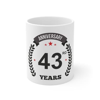 DARSHANS Ceramic 43rd Anniversary Printed Coffee Mug (Color: White, Capacity:330ml) DARSHANS Ceramic 43rd Anniversary Printed Coffee Mug (Color: White, Capacity:330ml)
