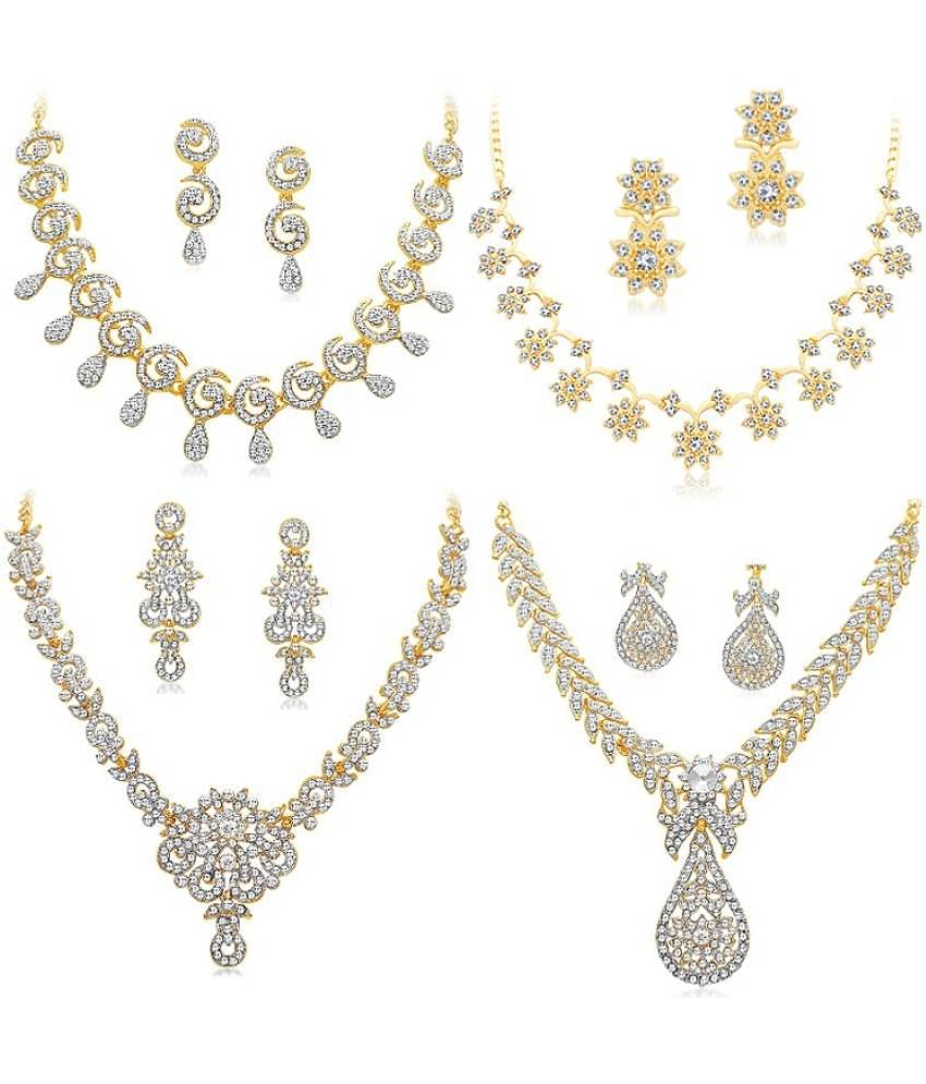 Sukkhi Alloy Golden Traditional Necklace set Combo
