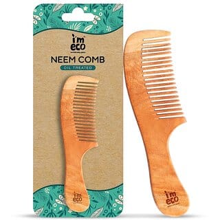 IMECO Wide Tooth Neem Wood Comb (Pack of 1), Neem Comb For All Hair Types, Unisex