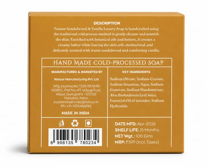 SOLACE Sandalwood & Vanilla Artisanal Cold Processed Beauty Bar Calming. Nourishing. Indulgent