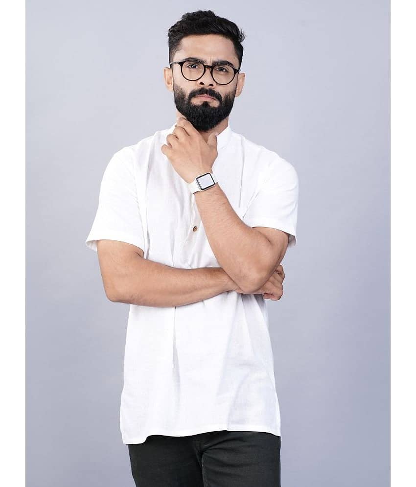 QuaClo - White Cotton Men's Shirt Style Kurta ( Pack of 1 )