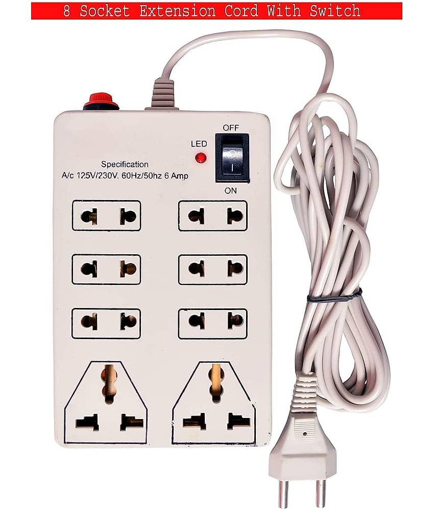 kudose 8 Socket Extension Board With 2 Meter Wire Length Pack Of 2