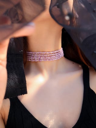 Marya Pink Choker Necklace-Purple