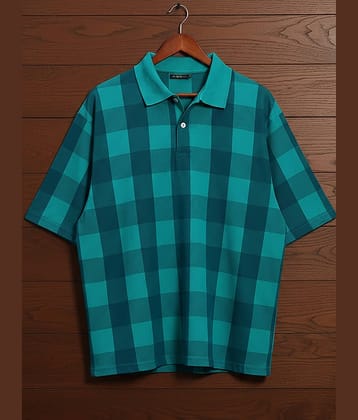 GET GOLF Women Cotton Blend Oversized Fit Polo Collar T-Shirt ( Teal )