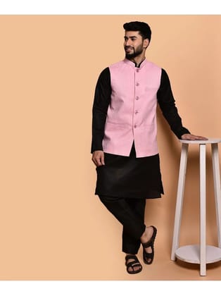 PRINTCULTR Black Cotton Regular Fit Mens Kurta Pyjama Set ( Pack of 1 ) - None