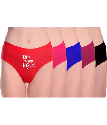 DOOZIE LOVEPLUS Pack of 5 Poly Cotton Printed Women's Hipster ( Multicolor )