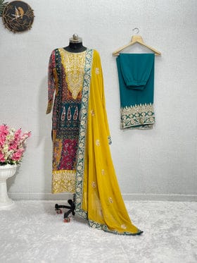 Beautiful Party Wear Top And Plazzo With Dupatta With Dimond Hand Work