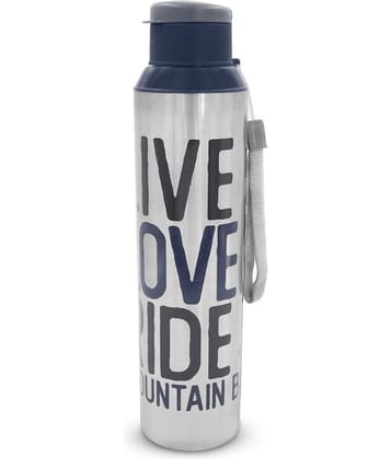 Dhara Stainless Steel Breeze Navy Blue Stainless Steel Fridge Water Bottle 800 mL ( Set of 1 )