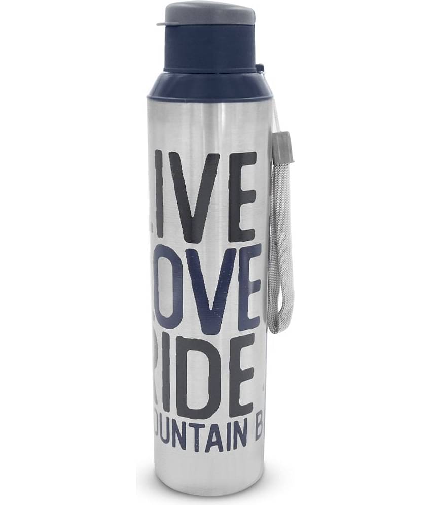 Dhara Stainless Steel Breeze Navy Blue Stainless Steel Fridge Water Bottle 800 mL ( Set of 1 )