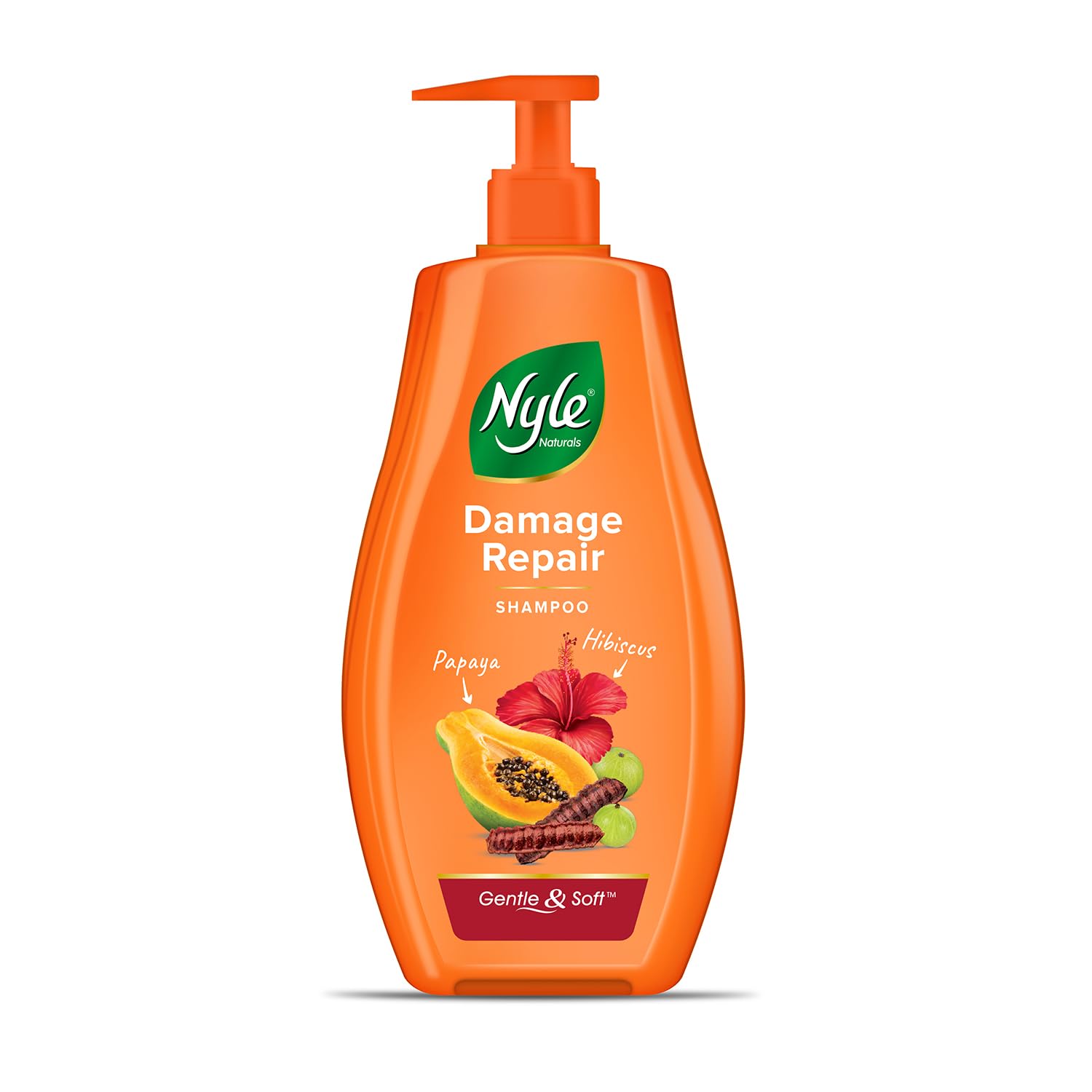 Nyle Naturals Damage Repair Anti Hairfall Shampoo, With Shikakai And Hibiscus, Gentle And Soft Shampoo, For Men And Women, 400Ml