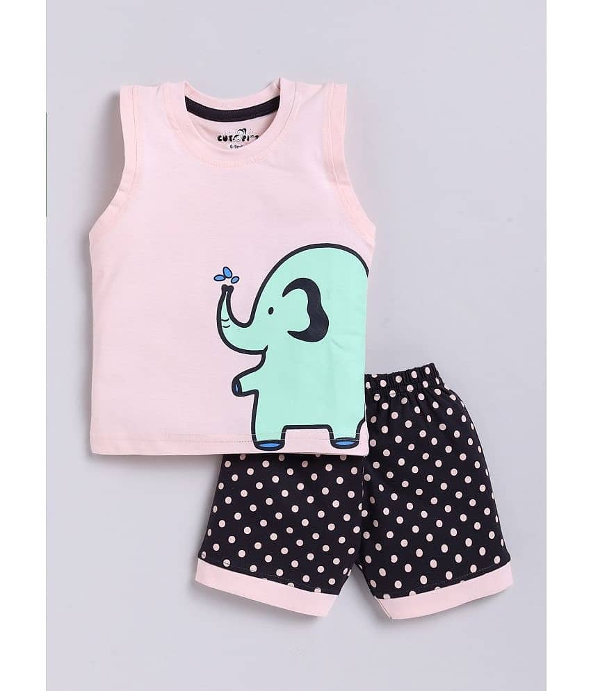 CUTOPIES Pack of 1 Unisex for Baby Cotton Blend T-Shirt & Shorts ( Green )