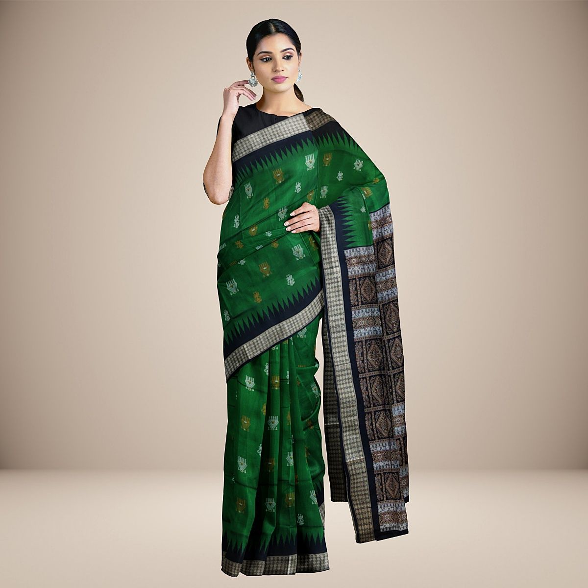 Tribal Design Bomkai Silk Saree