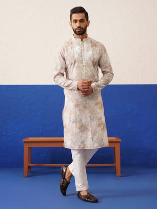 Floral Embroidered Ceremonial Kurta Set-XS/36 / Kurta Churidaar Set