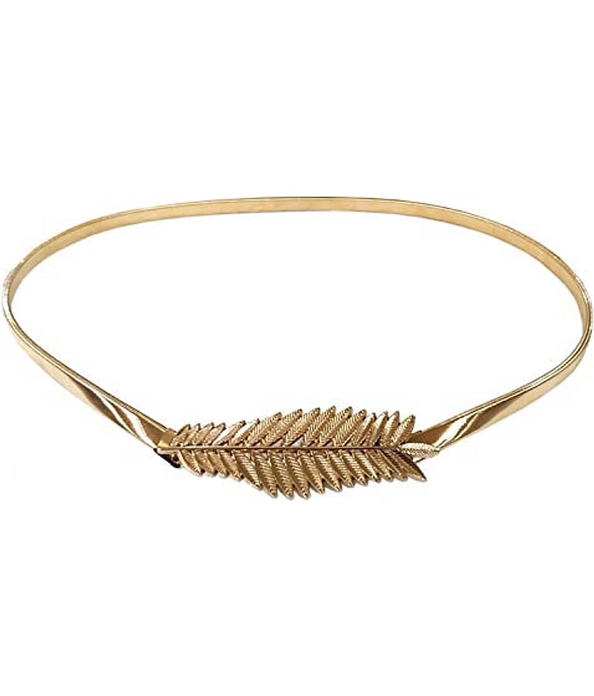 Livisorb Women's Metal Stretchable Belt (BL4042, Golden, Free Size)