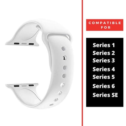 White Plain Silicone Strap For Watch Series 2 (42mm/44mm/45mm/46mm/49mm)