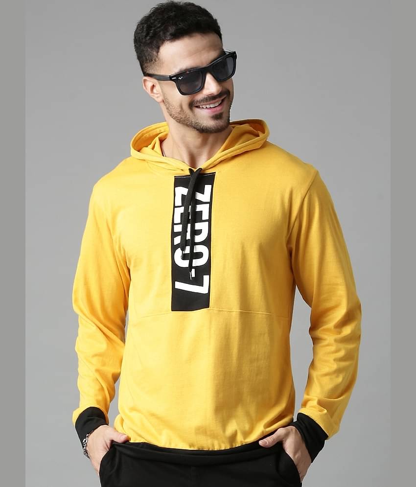 LEWEL Men Cotton Blend Regular Fit Printed T-Shirt ( Yellow )