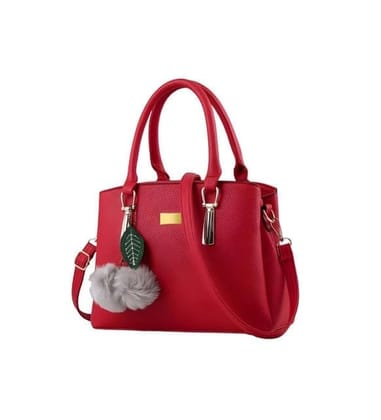 DARSHANS Women's PU Leather Solid Shoulder Zipper Handbag (Red)-PID65121