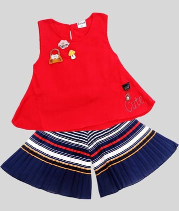 Me N My CLOSET Baby Girls 100% Cotton Tops & Bottoms Sets ( Red )