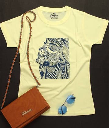 Fabflee Women Cotton Regular Fit Round Neck T-Shirt ( Yellow )