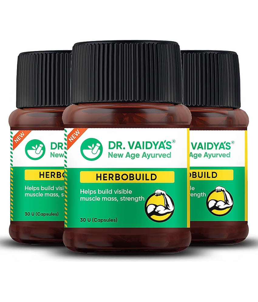 Dr. Vaidya's Herbobuild Ayurvedic Muscle & Mass Gainer(30 Capsules Each) Pack of 3