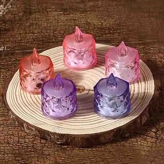 Flameless and Smokeless Decorative Multicolor Candles Transparent Acrylic Led Tea Light Candle for Festival (Pack of 6)