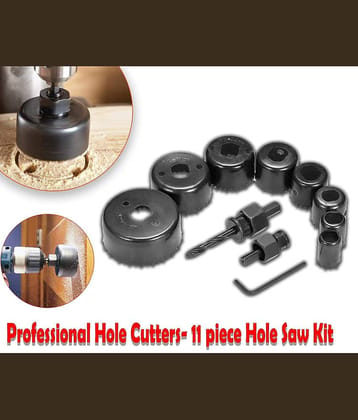 KVA-Hole saw 11pcs Metal Alloys Wood Hole Saw Cutting Set, Black, 19-64 mm, Set of 11Pcs