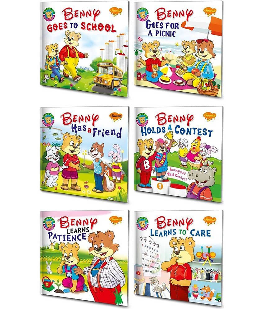 Sawan Present Set Of 6 Benny First Stories | Benny Goes To School, Benny Goes For A Picnic, Benny Has A Friend, Benny Holds A Contest, Benny Learns Patience And Benny Learns To Care (Pin Binding, Manoj Publications Editorial Board)