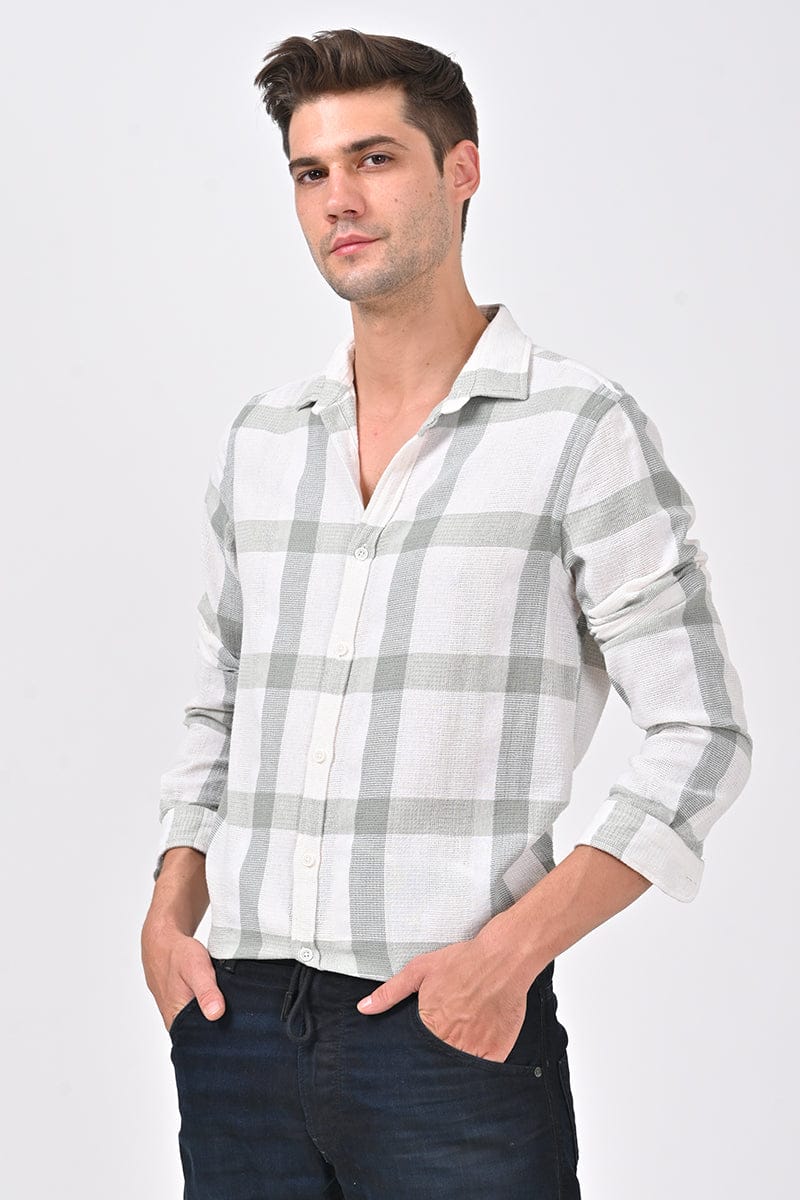 Andie - Textured Check Shirt - Pista-S-38 / PISTA