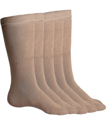 Texlon - Beige Cotton Women's Mid Length Socks ( Pack of 5 )