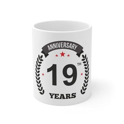 DARSHANS Ceramic 19th Anniversary Printed Coffee Mug (Color: White, Capacity:330ml) DARSHANS Ceramic 19th Anniversary Printed Coffee Mug (Color: White, Capacity:330ml)