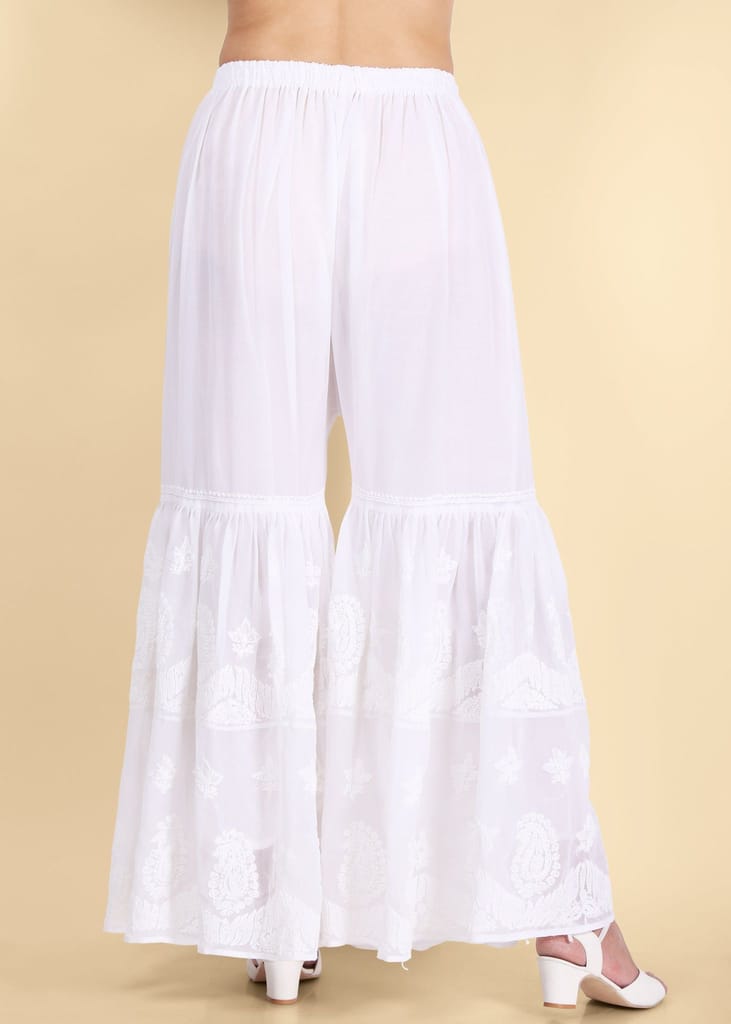 Roshan Hand Embroidered Georgette Flared Garara with Lining