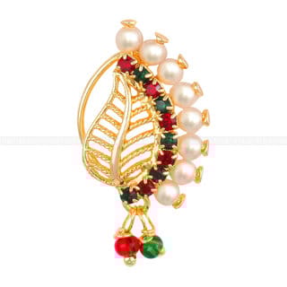 Vighnaharta  Mayur design with  AD Stone Alloy Maharashtrian Nath Nathiya./ Nose Pin for women