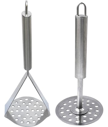 JISUN Two Different Design Potato Masher/Vegetable Masher/Pav Bhaji Masher Stainless Steel Masher  (Pack of 2)