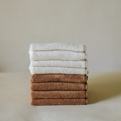 Soft Terry Face Towels (Pack of 4)-Creme