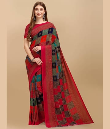 LEELAVATI Georgette Printed Saree With Unstitched Blouse Piece ( Multicolor )