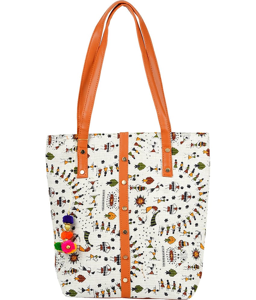 Bulbul - Cream Faux Leather Shoulder Bag