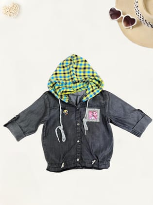 Girls Fancy Hooded Shirt  [GT-537] [4-12 year]-10-11Y (Size - 34) / Imported